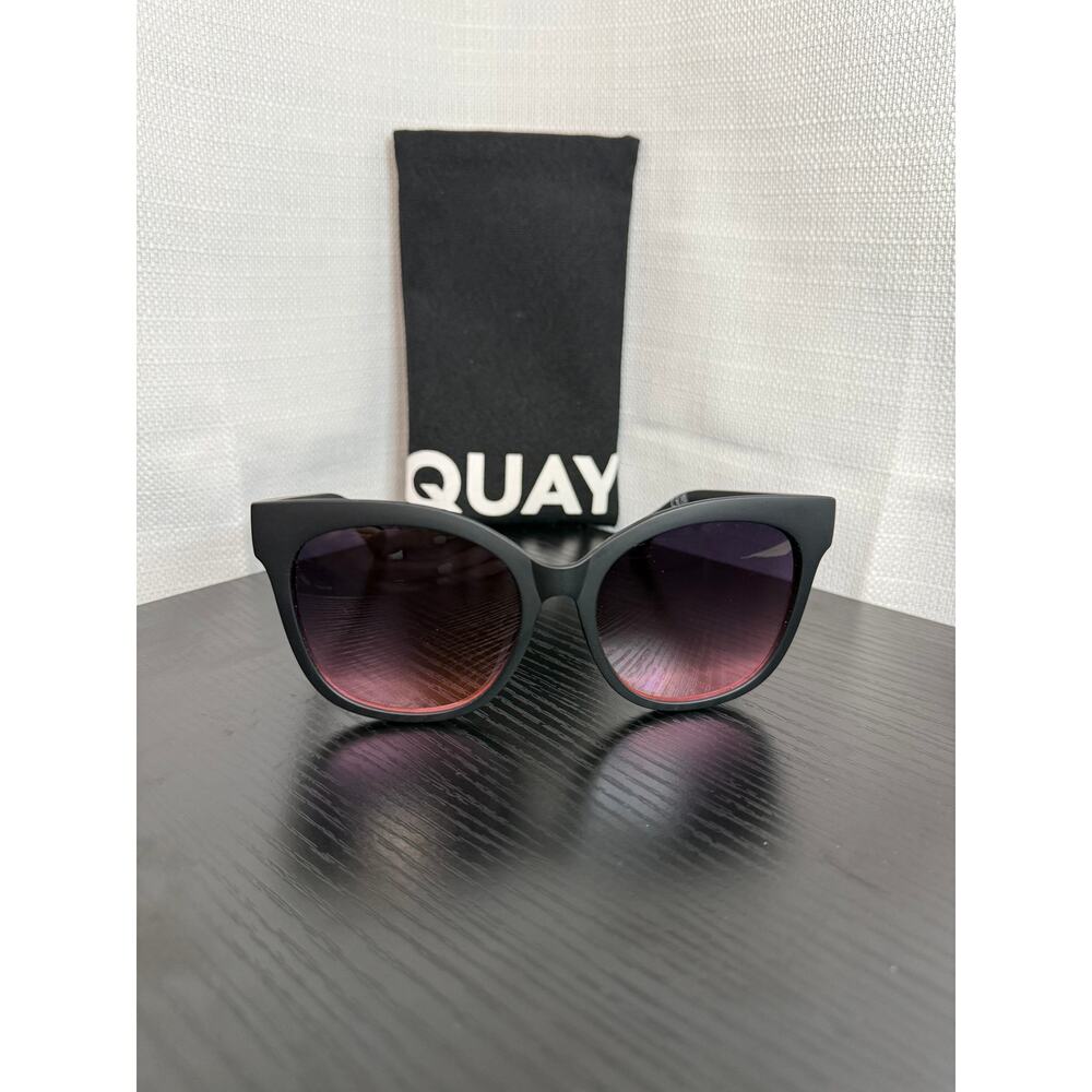 Quay Its My Way Oversized Black Sunglasses + Pouch